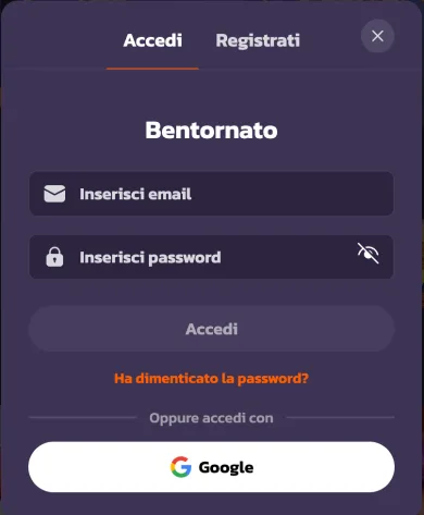 Schermata di login Coolzino